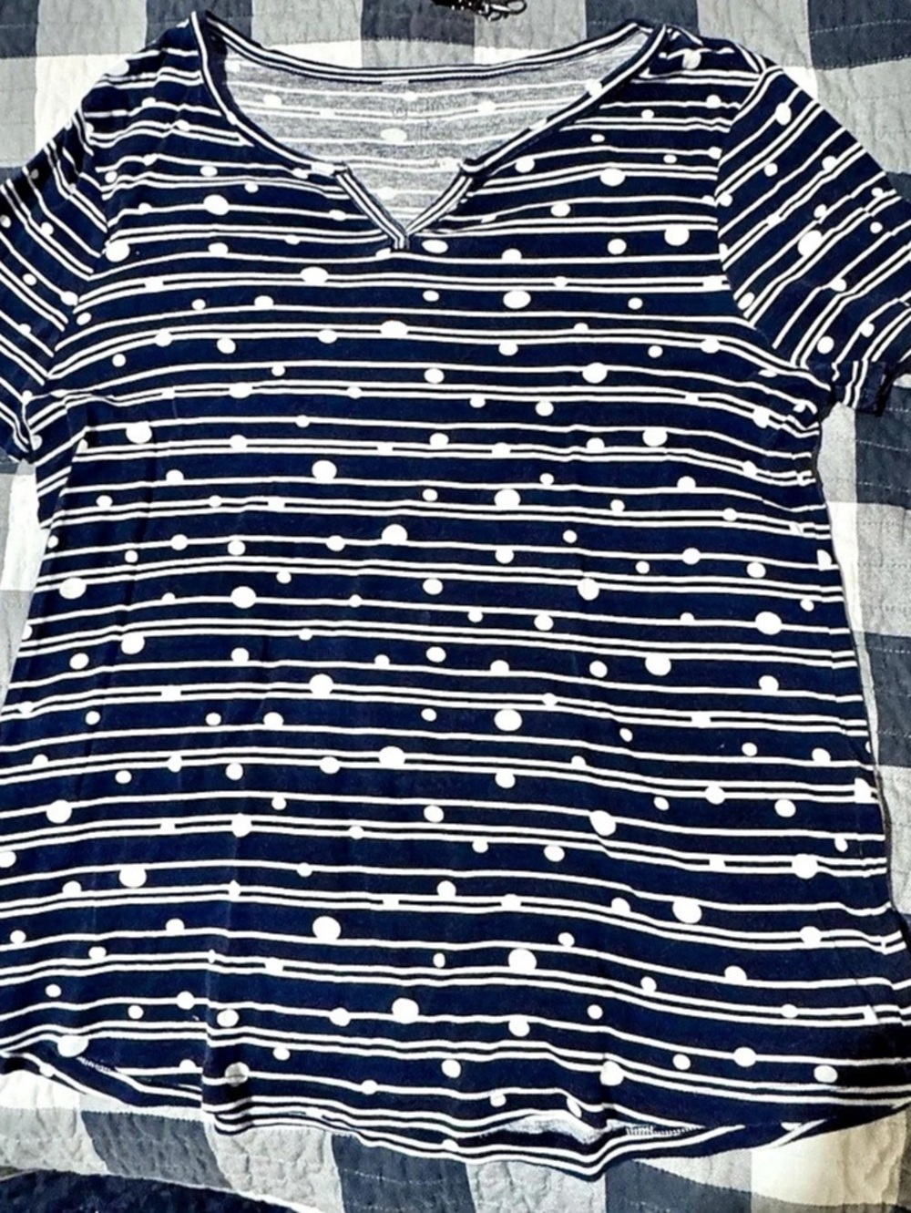 Chico's Cotton Tee in Blue & White Size 2